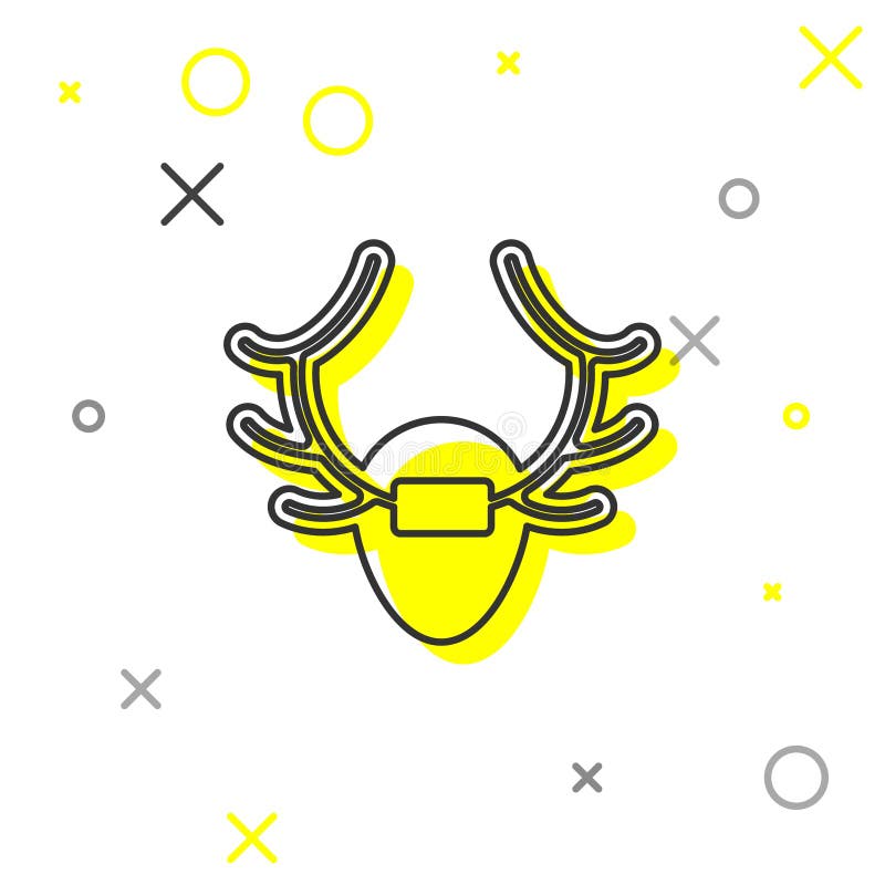 Coarne de cerb pentru linia gri pe pictograma ecranului, izolate pe fond alb. trofeu de vânătoare pe perete. vector stock illustration