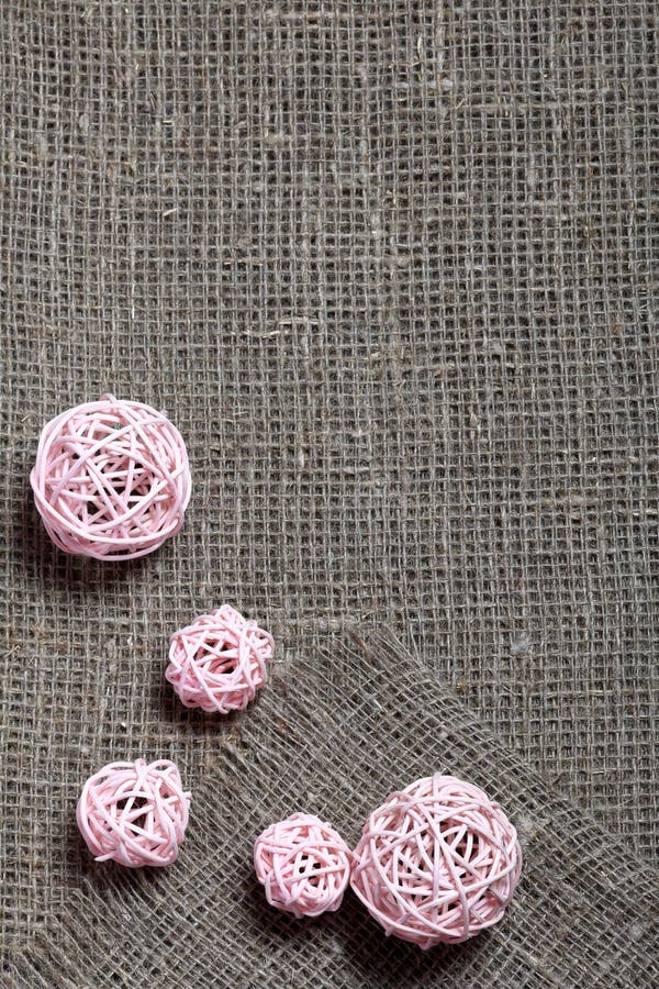 Coarse Linen Fabric. on it are Rattan Balls Stock Image - Image of ...