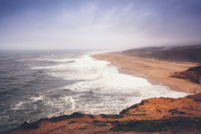 Coast Of The Atlantic Ocean In A Storm, Portugal, Neighborhood N Stock Image - Image of rock