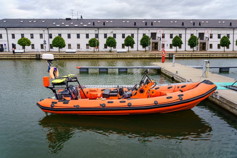 Coast Guard Inflatable Sea Rescue Boat. Stock Photo Image of large