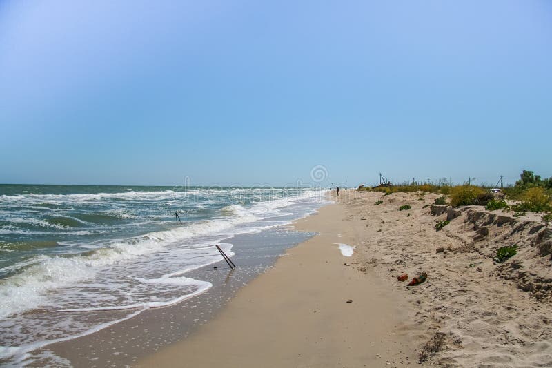 The coast of the Sea of Azov on the Fedotova spit