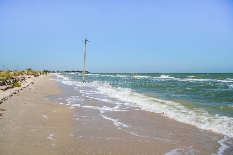 The coast of the Sea of Azov on the Fedotova spit