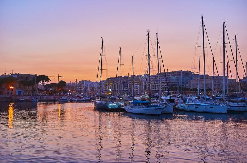 The Scenic Evening in Msida Port, Malta Stock Photo - Image of ...