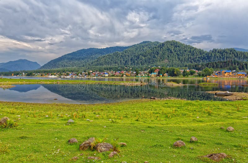 The coast of the Teletskoye Lake, the village Iogach