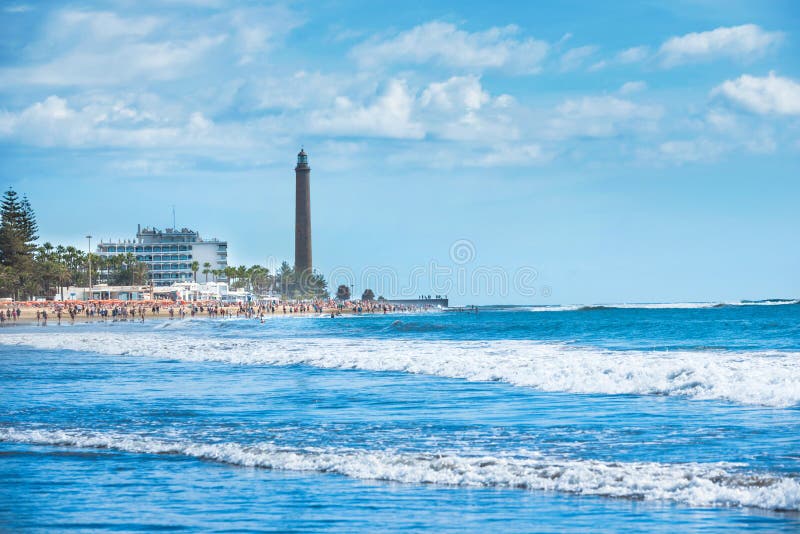 Coastal landscape of Gran Canaria island Maspalomas lighthouse stock images Coastal landscape of Gran Canaria island Maspalomas lighthouse stock images