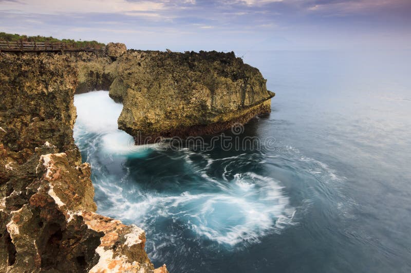 Coastal landscape at Water Blow, Bali stock image