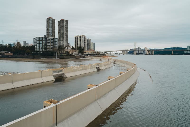 Coastal project improves waterfront views stock illustration
