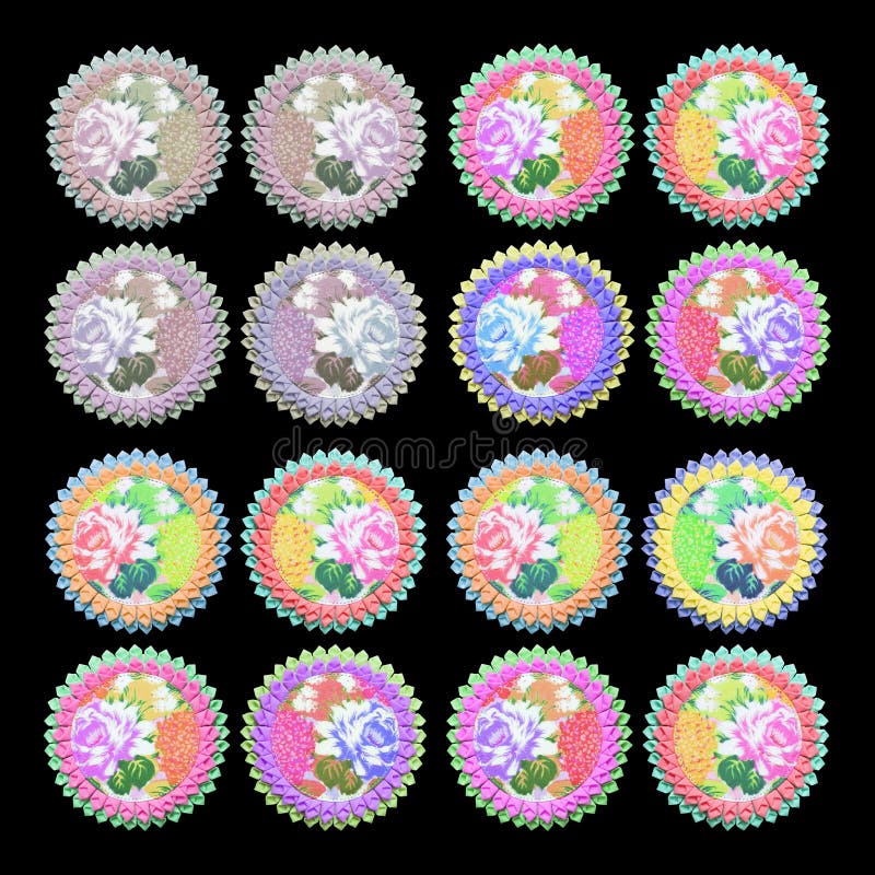 Coaster made from fabric isolated on black background stock illustration