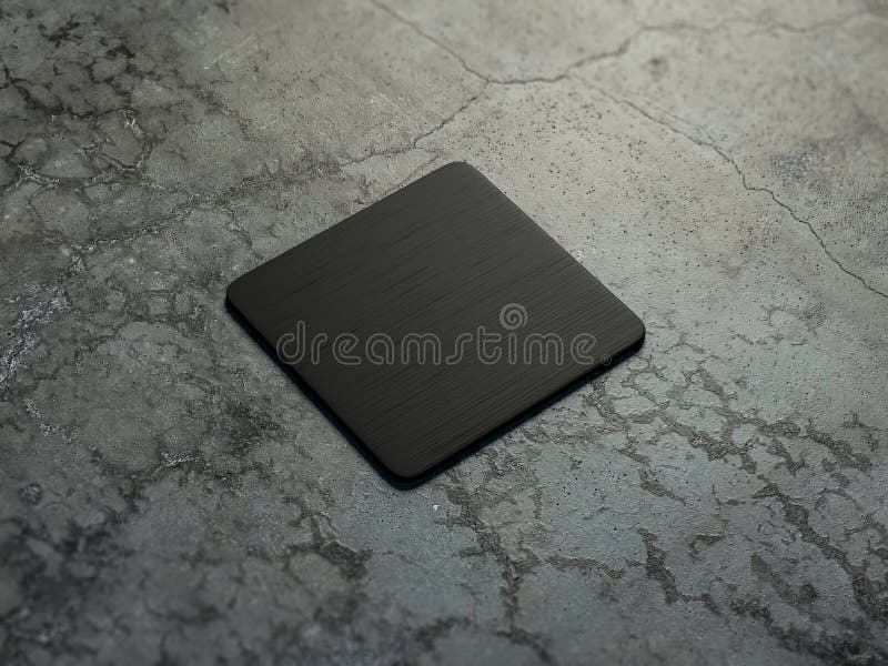 Coaster nero di birra Mockup sul pavimento di calcestruzzo illustrazione di stock