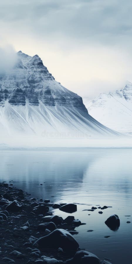 Exploring The Majestic Coastline Of Iceland With Stunning Mountain Views stock illustration