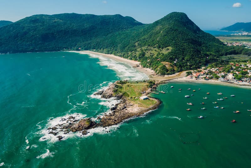 Coastline With Island Beach And Ocean With Waves In Brazil Aerial View Of Matadeiro Beach And 
