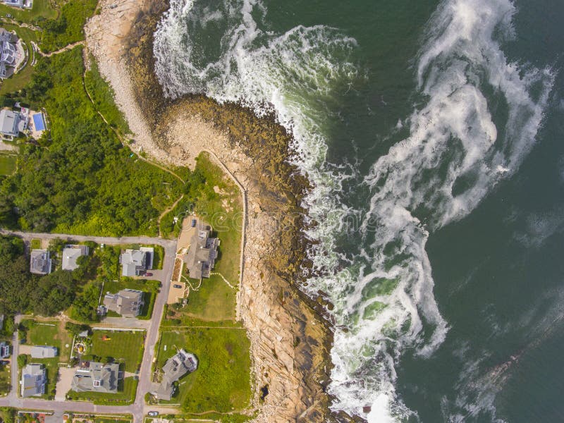 Village of Pigeon Cove Aerial View in Massachusetts, USA Stock Photo ...
