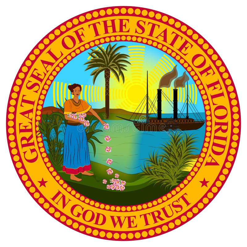 Coat of Arms of Florida of United States Stock Vector Illustration of