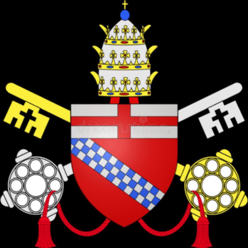 Glossy glass coat of arms of Pope Innocent VIII, was Pope from 29 August 1484 to his death in 1492.