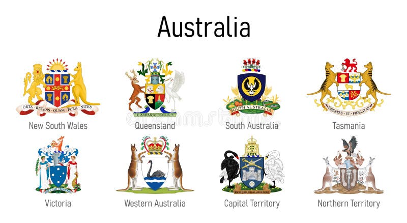 Coat of Arms of the State of Australia, All Australian Regions Emblem Stock  Illustration - Illustration of nation, australia: 207607511