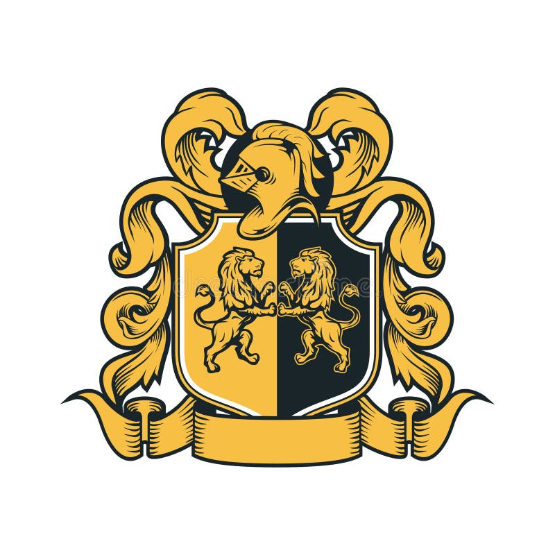 Coat Arms Vintage Knight Royal Family Crest Heraldic Emblem Shield vector illustration
