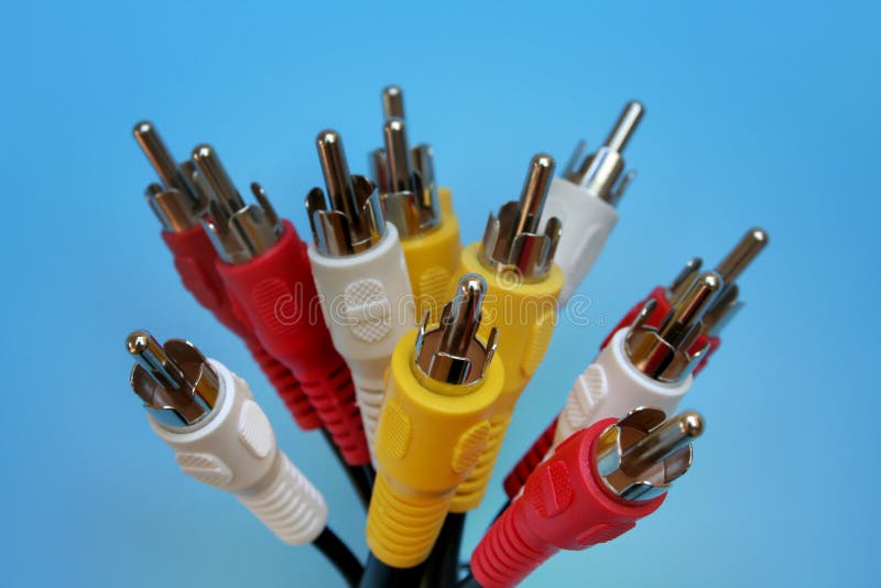 Yellow And Blue Coaxial Cable Stock Photo Image of sound, plug 10106608