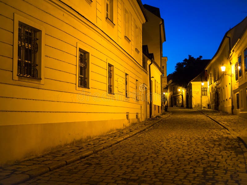 Cobbled Street at Night