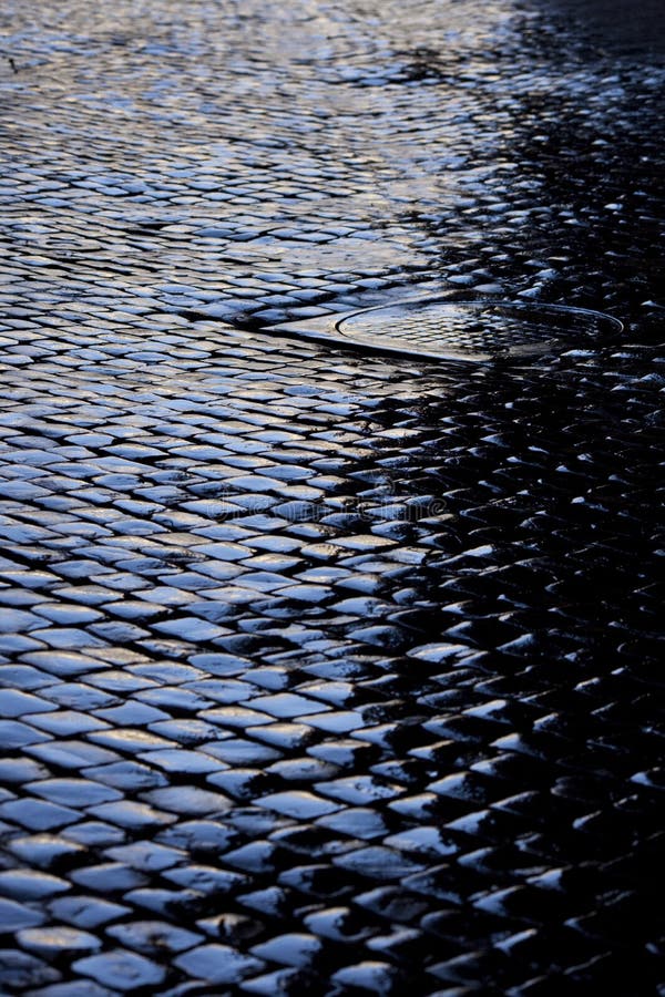 Cobbled street after rain royalty free stock photos Cobbled street after rain royalty free stock photos