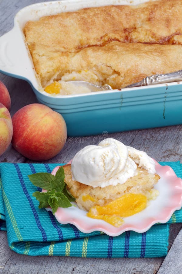 Delicious homemade peach cobbler with fresh peaches. Delicious homemade peach cobbler with fresh peaches.