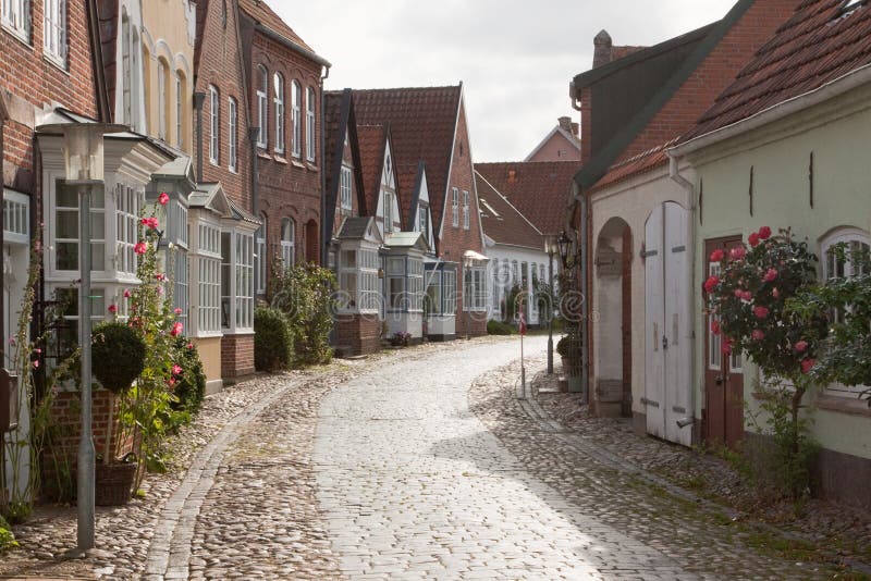 Cobblestone road in Tonder, Denmark