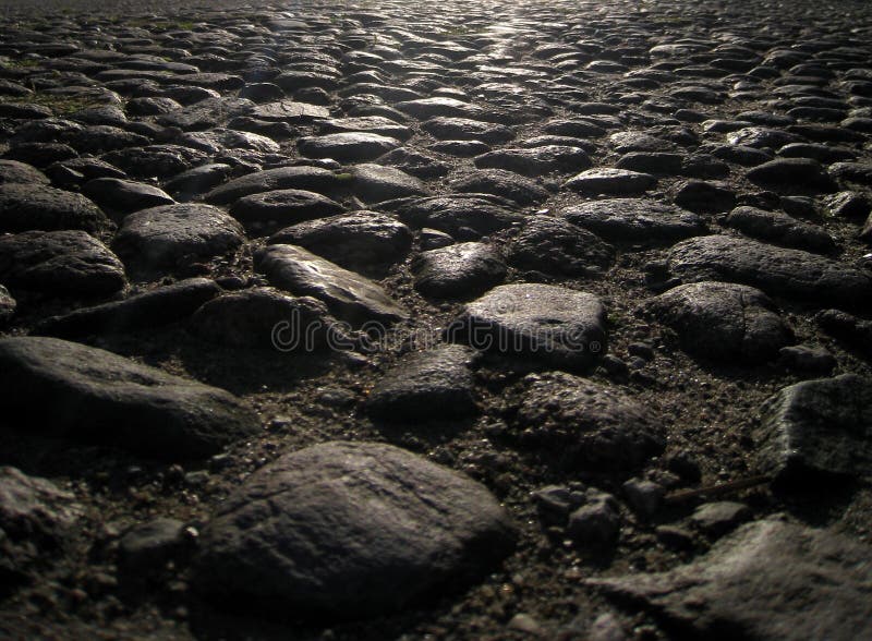 Cobblestones of the pavement in Pskov