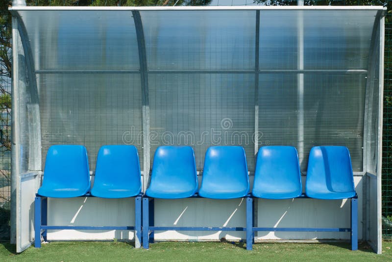 Football/pitch-side dugout for team members. Football/pitch-side dugout for team members