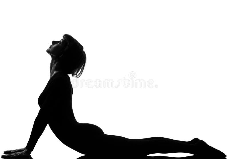 Cobra namaskar del surya de la yoga del saludo del sol de la mujer imágenes de archivo libres de regalías Cobra namaskar del surya de la yoga del saludo del sol de la mujer imágenes de archivo libres de regalías