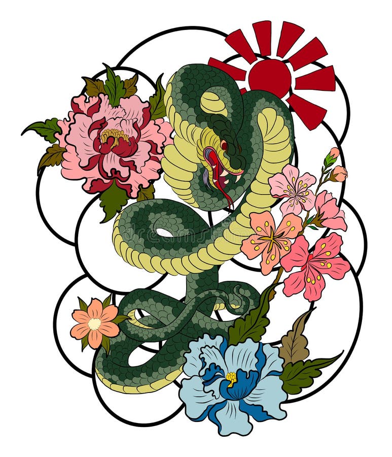 Traditional Japanese Tattoo Tshirt - Cobra Snake Viper Tee Traditional Japanese Tattoo Tshirt - Cobra Snake Viper Tee