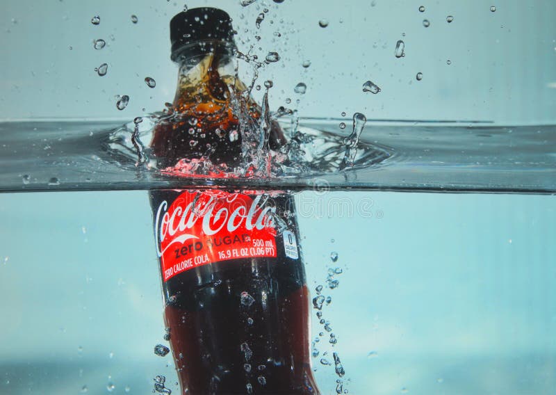 Coca Cola Bottle Splashing into the Water Editorial Stock Image Image of clear, color 150450744