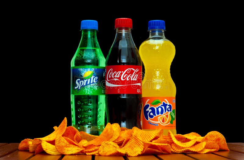 Coca-Cola, Fanta en Sprite royalty-vrije stock fotografie