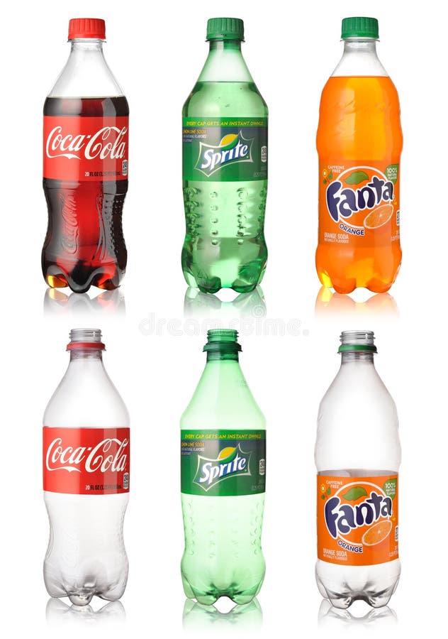 Coca - cola, Sprite och Fanta arkivbild