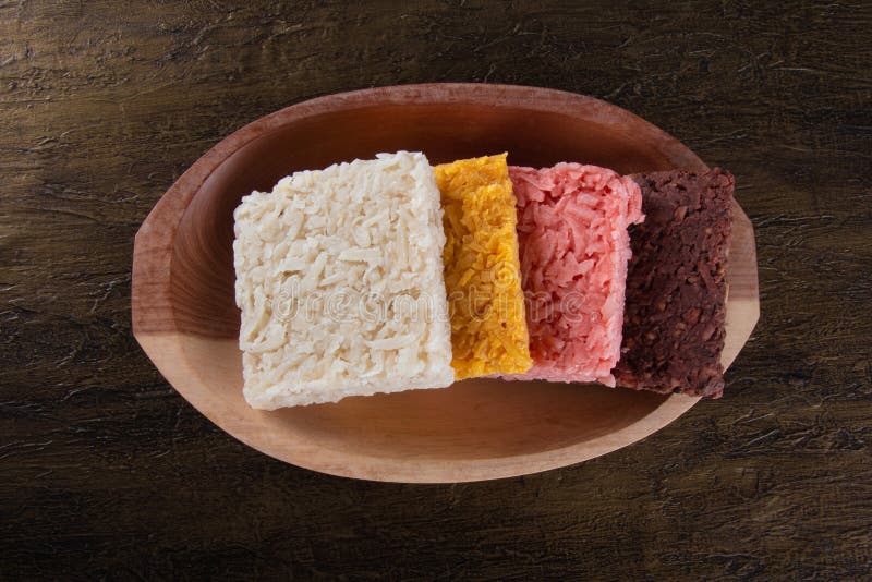 Cocada Coconut Candy, Sweet Brazilian in Background with Rustic Wood