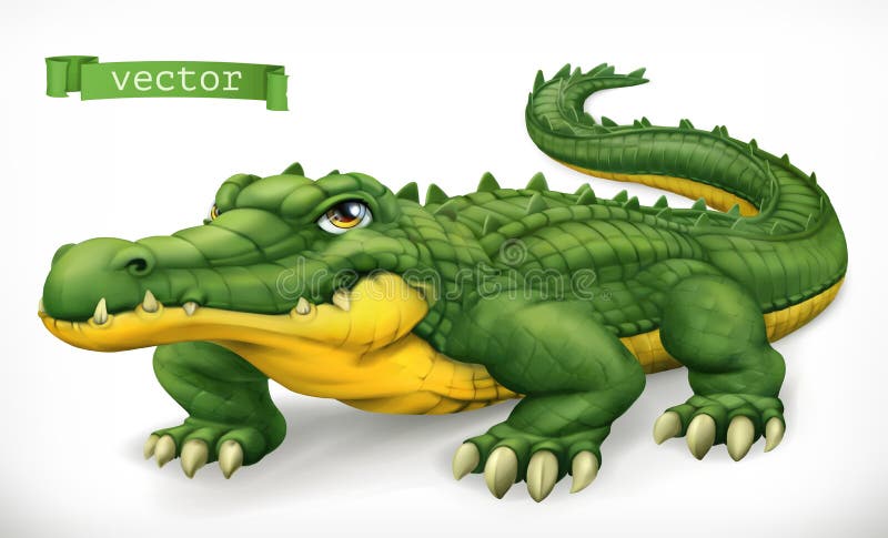 coccodrillo, alligatore Carattere buffo Icona vettore 3d animale