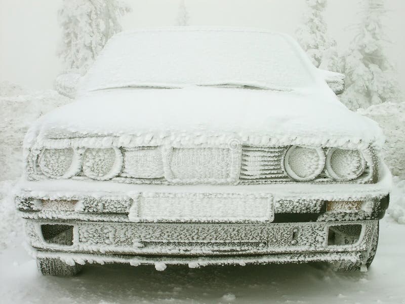 Frozen car in mountains in the middle of the winter. Frozen car in mountains in the middle of the winter.