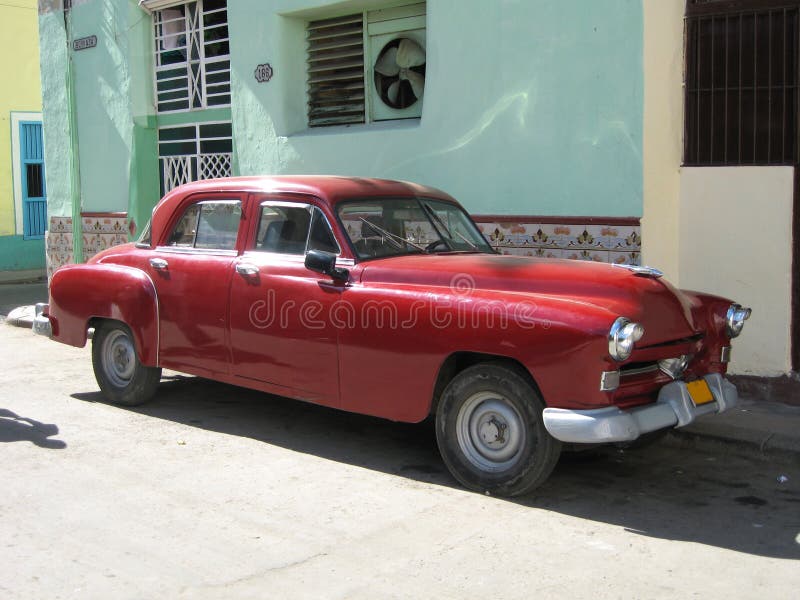 Red old cuban car in a street in Havana Cuba. Red old cuban car in a street in Havana Cuba