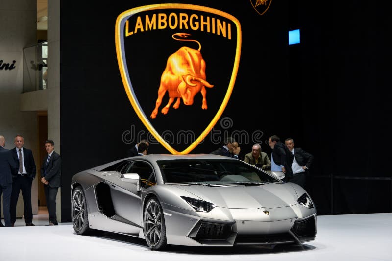 Lamborghini Aventador motor car pictured at the Geneva Motor Show in Switzerland, 2014. Lamborghini Aventador motor car pictured at the Geneva Motor Show in Switzerland, 2014.