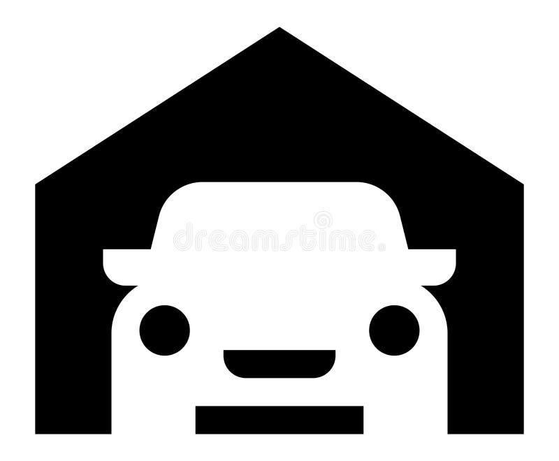 Vector icon of car parked in garage. Vector icon of car parked in garage