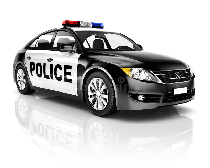 Coche Policía Del Negro 3D Aislado En Blanco Stock de ilustración -  Ilustración de emergencia, forma: 44047459