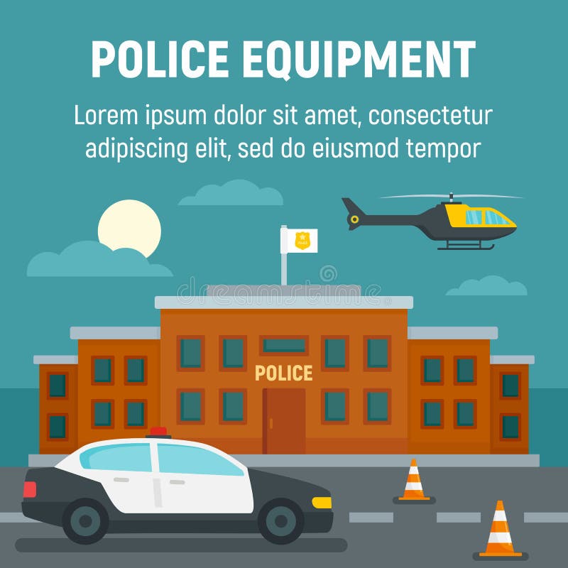 Coche policía, helicóptero, fondo del concepto del edificio de oficinas, estilo plano libre illustration Coche policía, helicóptero, fondo del concepto del edificio de oficinas, estilo plano libre illustration