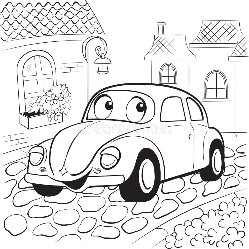 Coche retro de la diversión ilustración del vector Coche retro de la diversión ilustración del vector