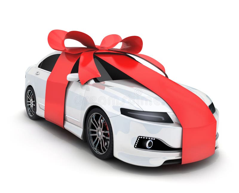 Coche y regalo de la cinta ilustración del vector Coche y regalo de la cinta ilustración del vector