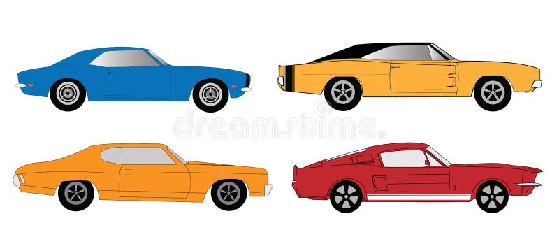 Coches americanos del músculo stock de ilustración Coches americanos del músculo stock de ilustración