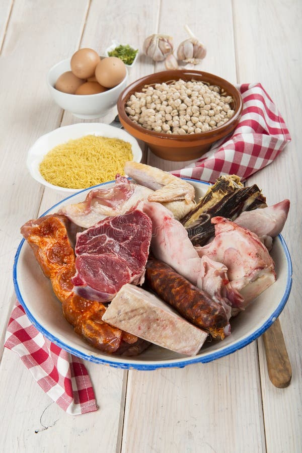 Cocido a Spanish Stew with Assortment of Meat and Chikpeas Stock Image