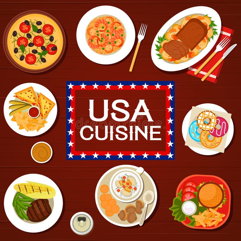 Menú De Comida Americana Restaurante Cocina Café Almuerzo Ilustración del  Vector - Ilustración de pizza, auténtico: 214064220