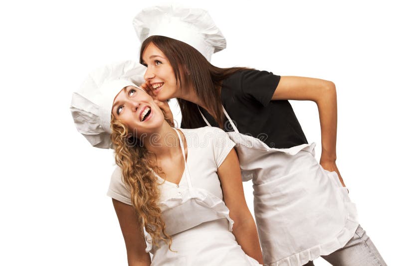 Cocinas que comparten sus secretos imagen de archivo Cocinas que comparten sus secretos imagen de archivo