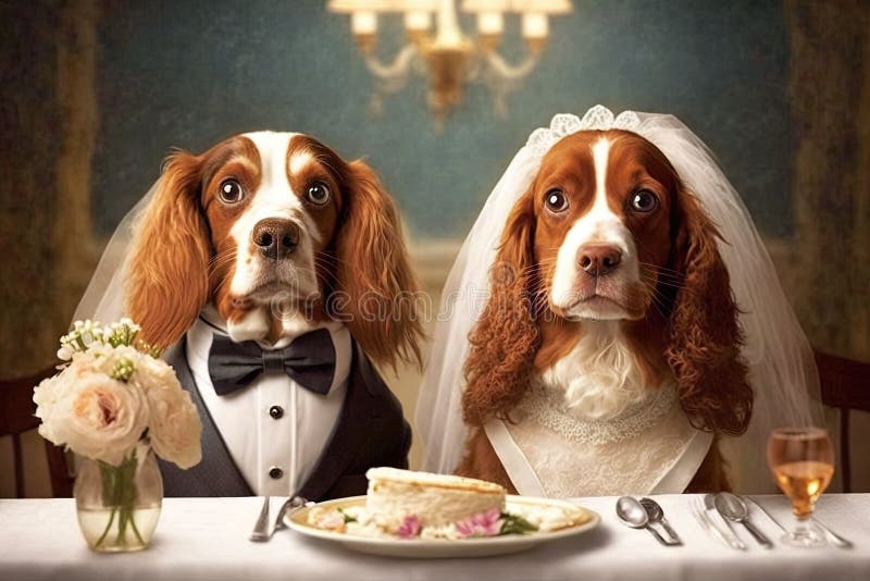 Cocker spaniel Dog Wedding illustration generative ai royalty free stock photos