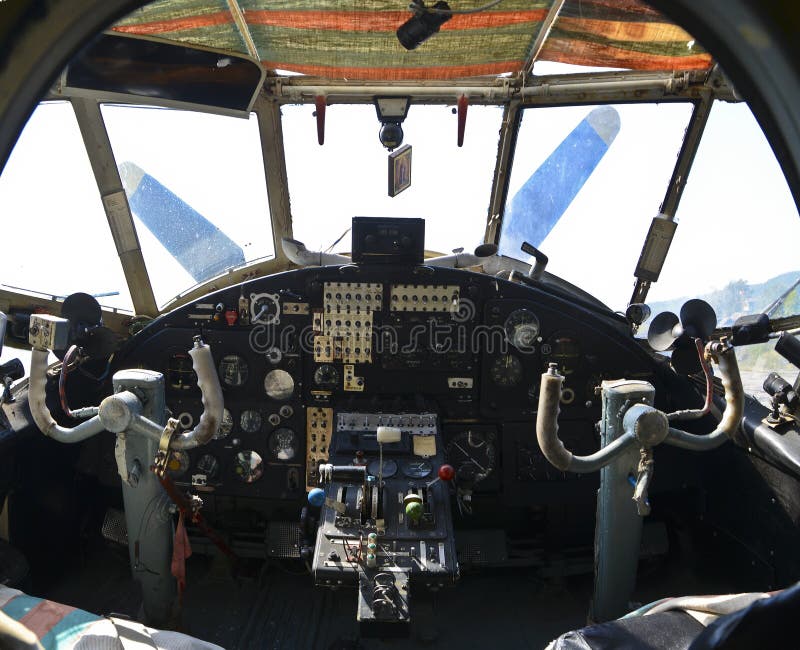 Cockpit view of the old retro plane
