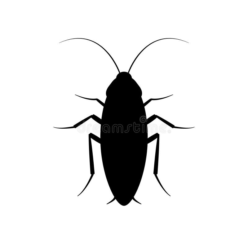 Cockroach bug vector icon. Roach silhouette insect black icon illustration pest.