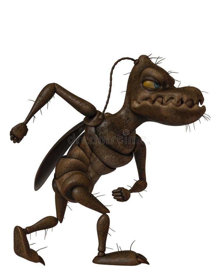 Cockroach Cartoon In White Background Stock Illustration - Illustration